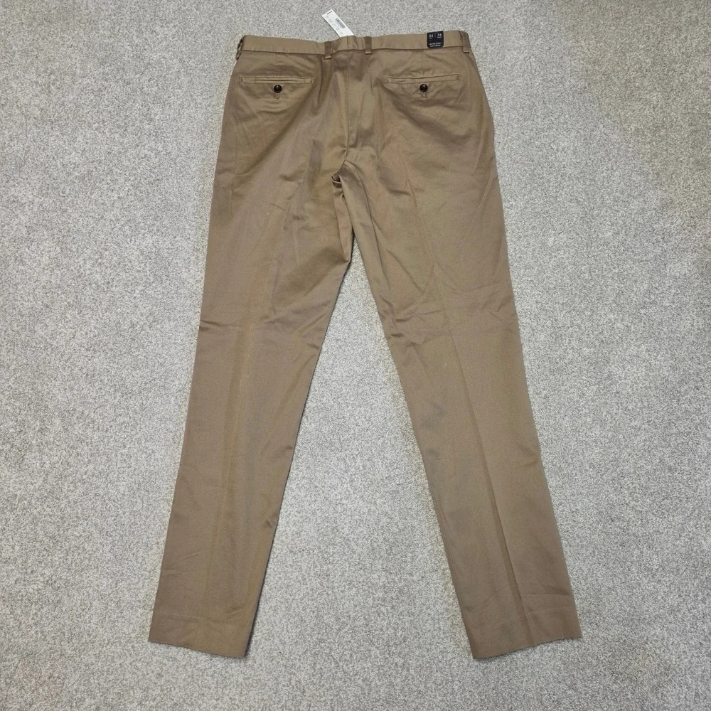J.Crew Bowery Slim Stretch Dress Pants Mens 34x34 Khaki Tan F4031 NEW - Picture 9 of 10